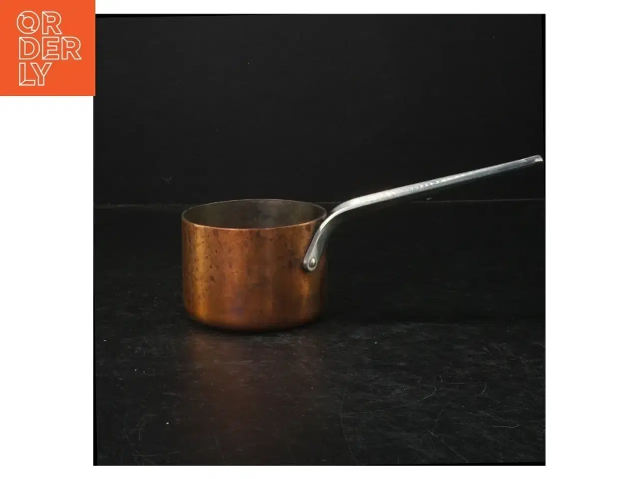 Billede 1 - Kobberkasserolle med stålhåndtag (str. Ø. 10 cm. længde, 23,5 cm)