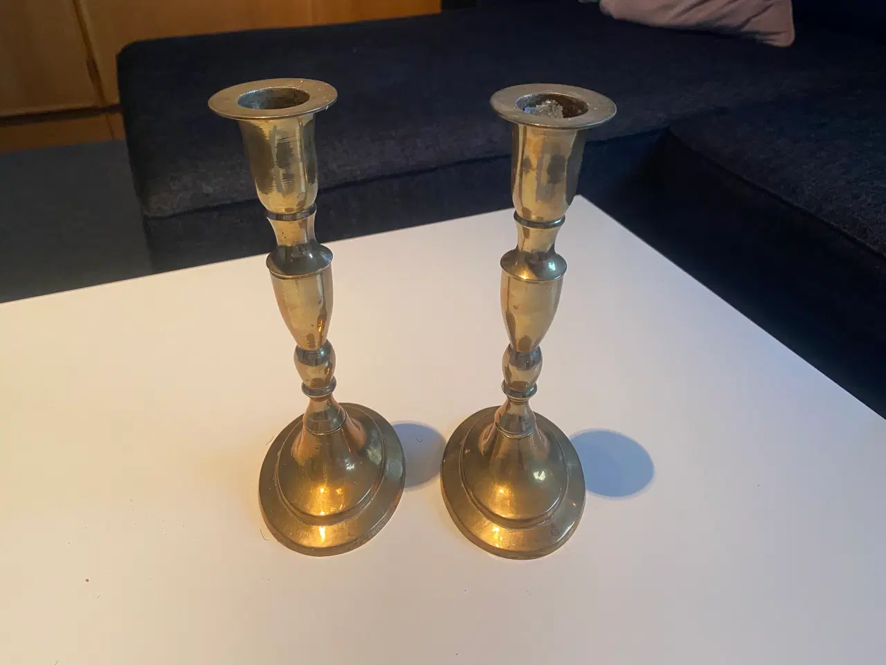 Billede 3 - Par, Engelske Lysestager, Messing 19cm.