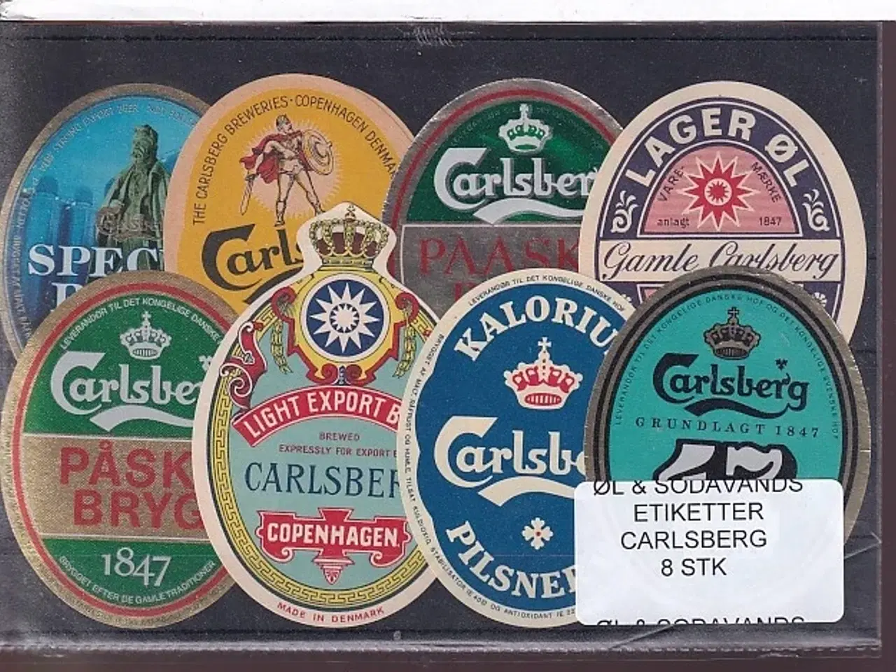 Billede 1 - Øl og Sodavands Etiketter - Carlsberg - 8 Stk.
