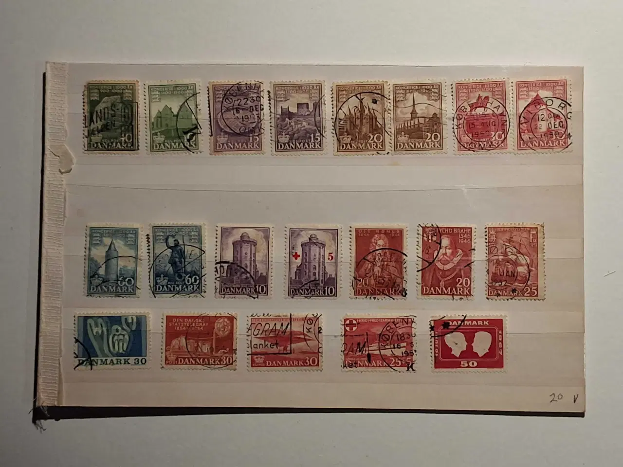 Billede 1 - Danmark, 20 frimærker, stemplet.