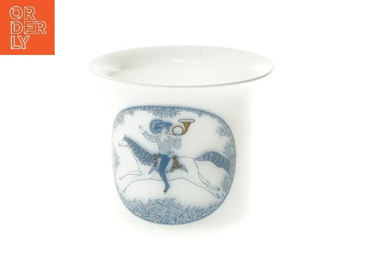 Billede 1 - Holmegaard urtepotteskjuler med rytter motiv fra Holmegaard (str. Ø 19x16 cm)