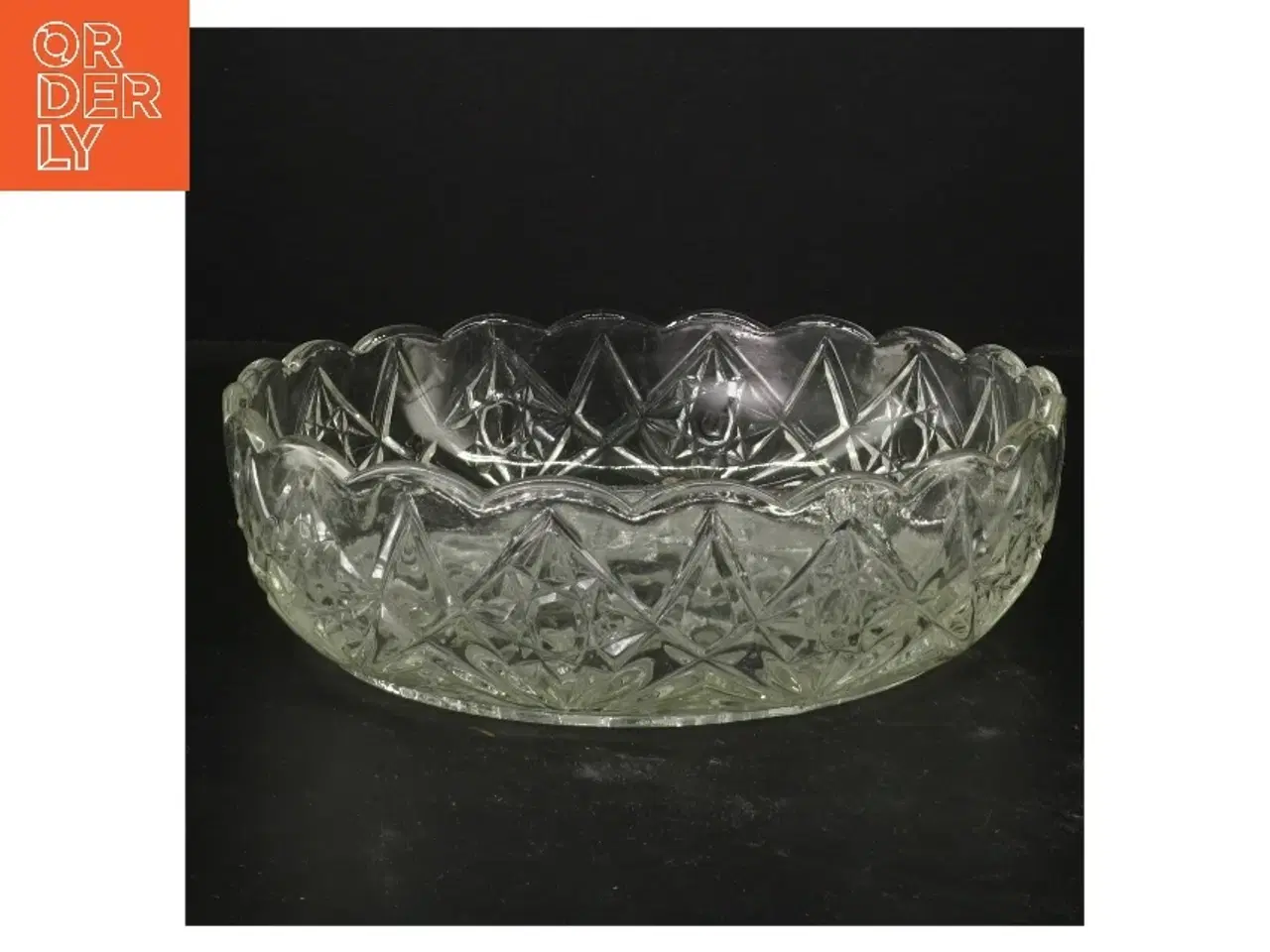 Billede 1 - Rundt glaskål med frugtmotiv (str. Ø 21 cm)