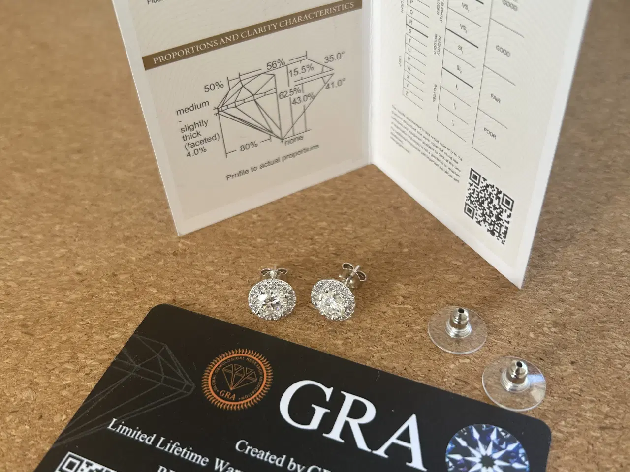 Billede 2 - Moissanite Halo øreringe 2 ct (1 per øre) · Hvidgu