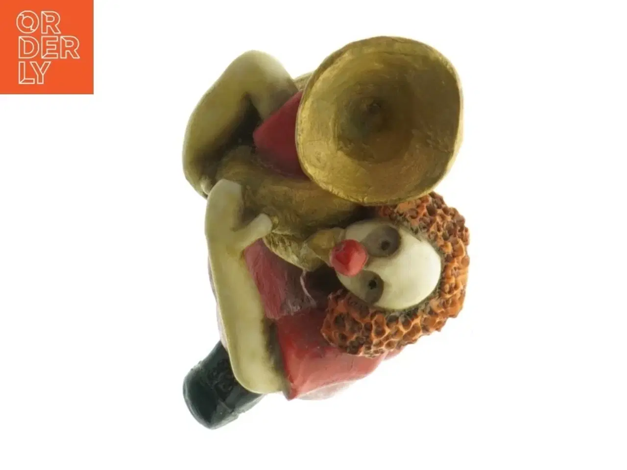 Billede 3 - Lerfigur af klovn med trompet (str. 17 cm)