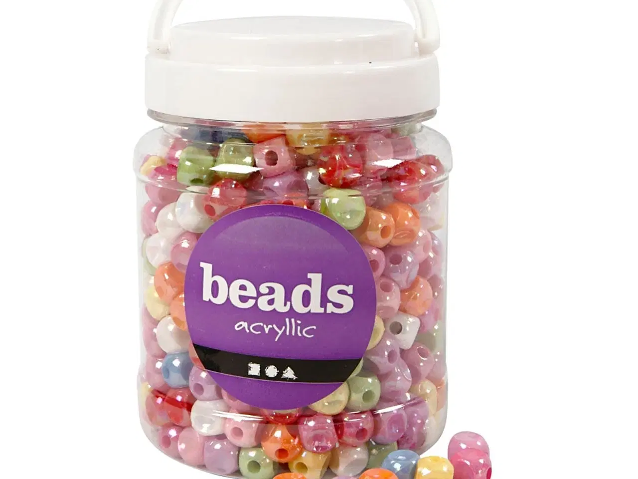 Billede 1 - Terningperler, str. 10x10 mm, hulstr. 4 mm, ass. farver, 400 g, 700ml/ 1 ds.