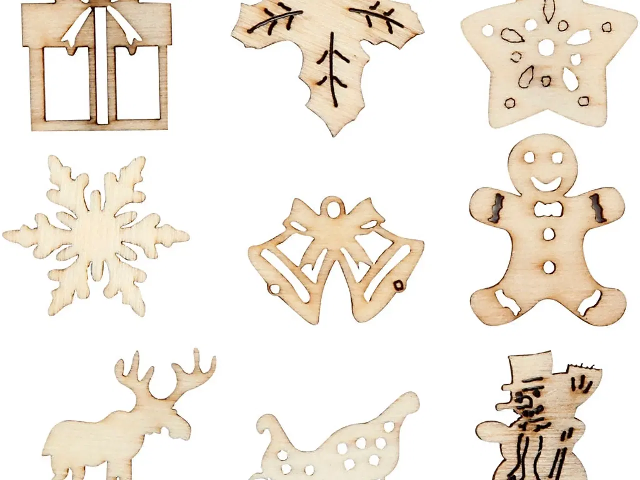 Billede 1 - Træpynt til Jul - 45 stk. 28 mm figurer