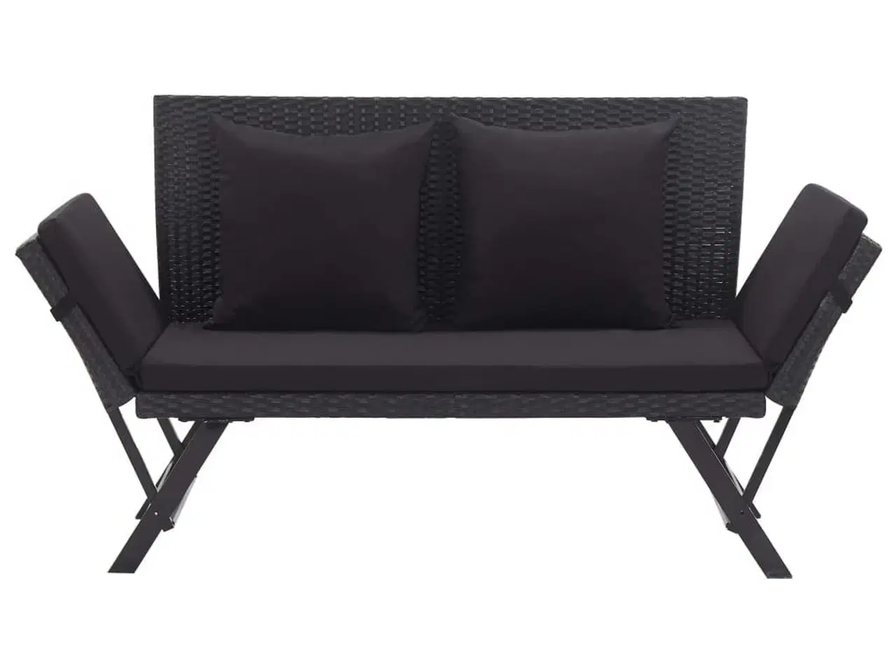 Billede 2 - Havebænk med hynder 176 cm polyrattan sort