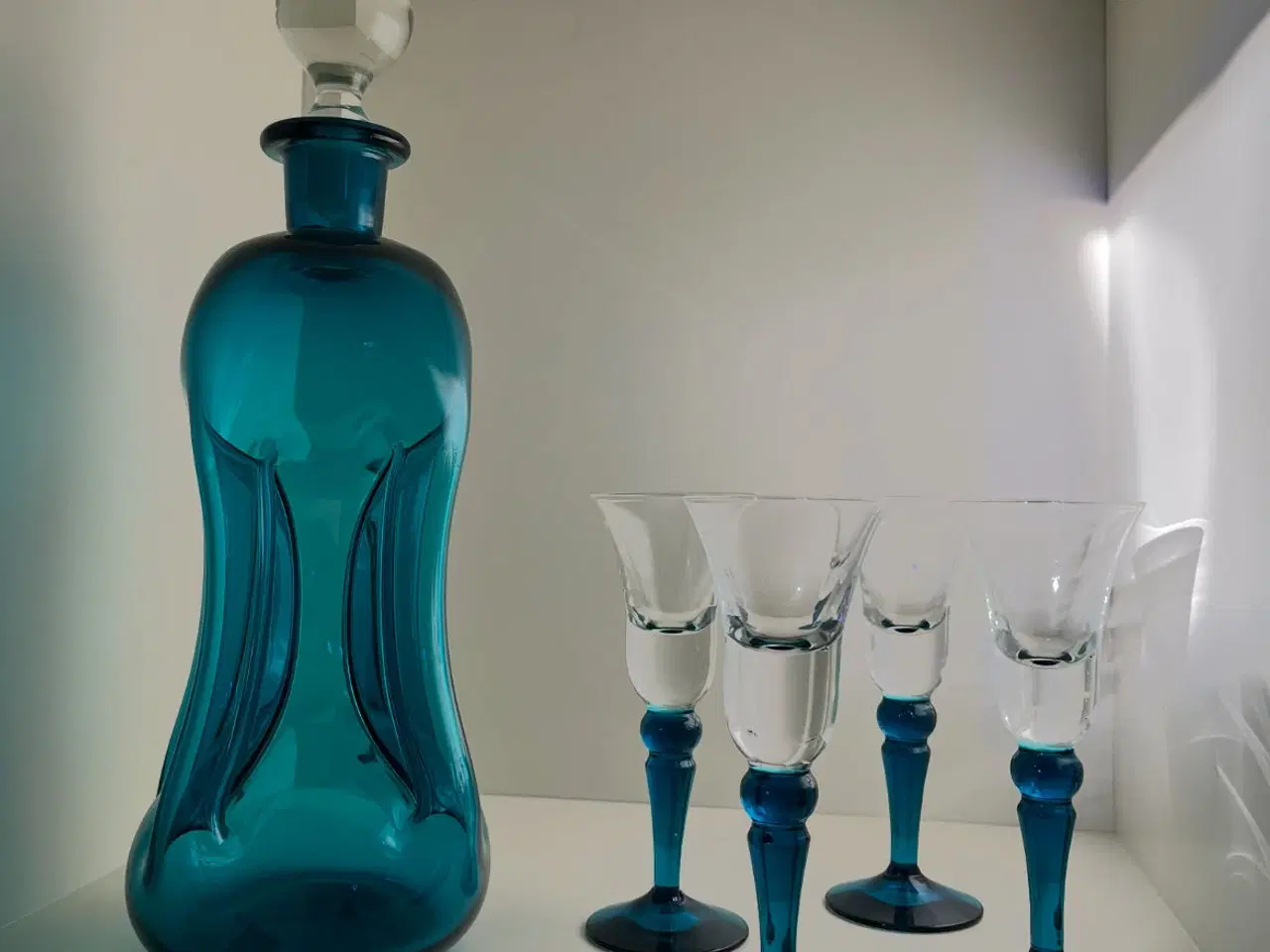Billede 1 - Holmegaard klukflaske med glas