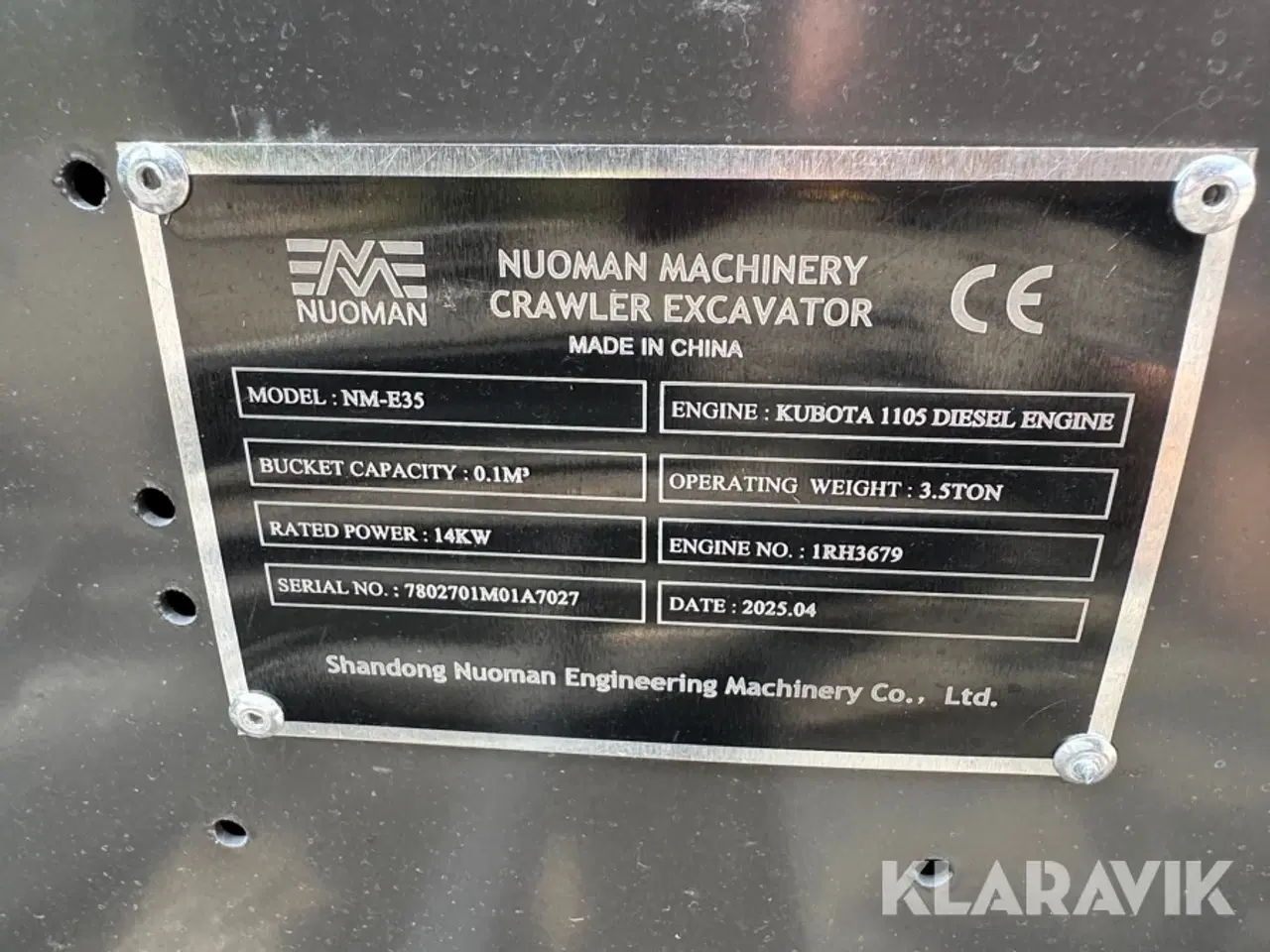 Billede 5 - Gravemaskine Nuoman NM-E35 3.5T