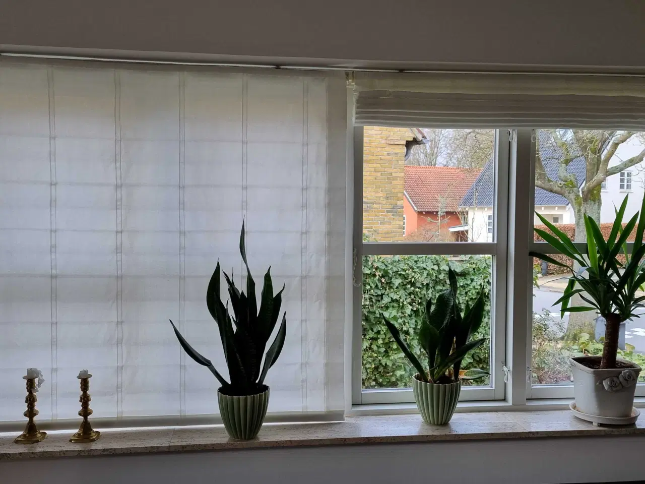 Billede 1 - Foldegardiner, hvid flagdug