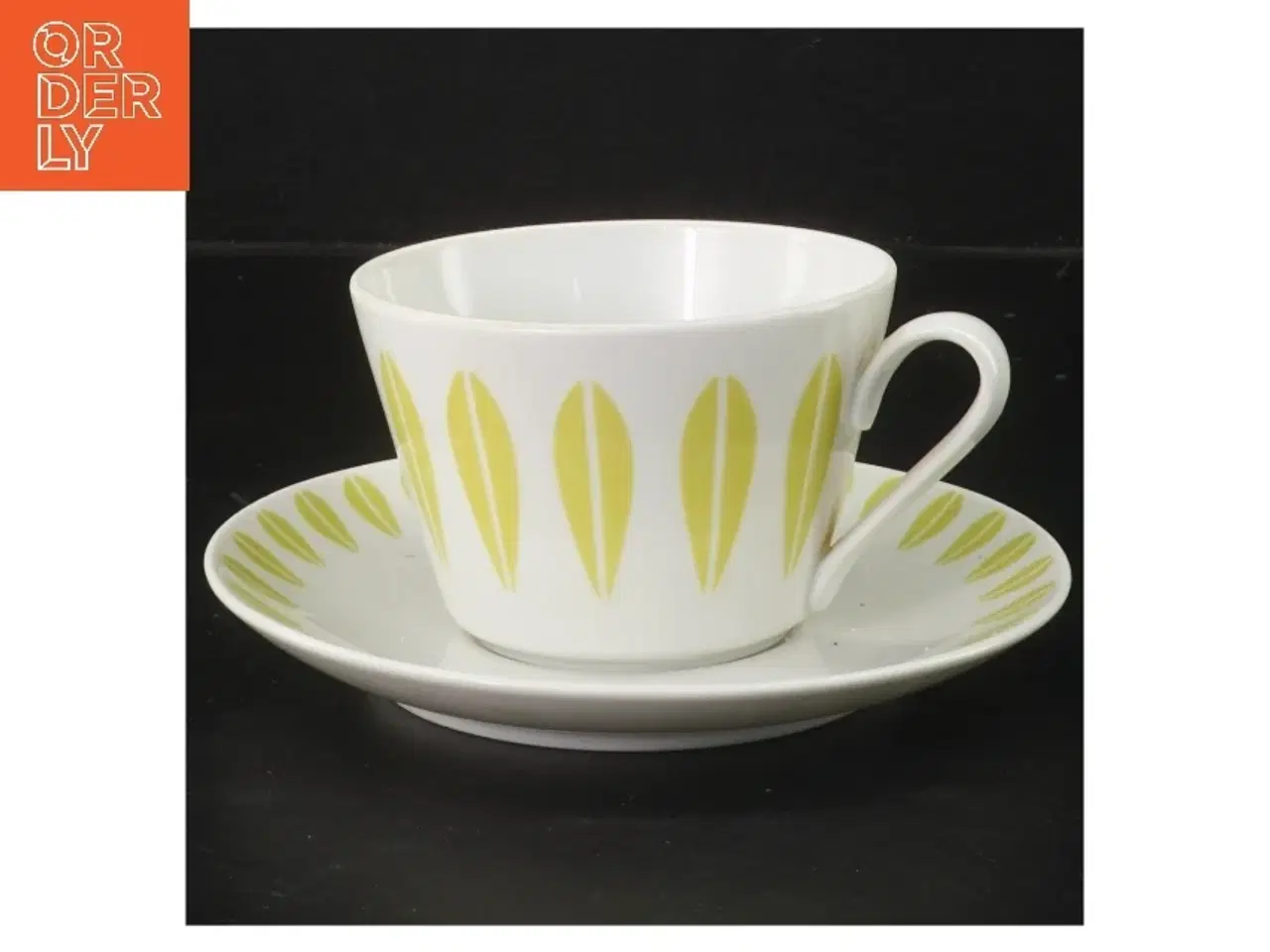 Billede 1 - Kaffekop med underkop fra Lotus Lyngby, flot stand (str. Ø 15 og 9,5 cm)