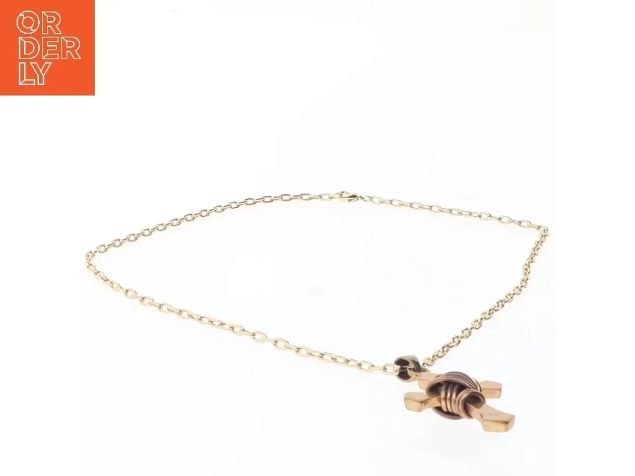 Billede 2 - Guldtonet halskæde med korsvedhæng (str. 44 cm)