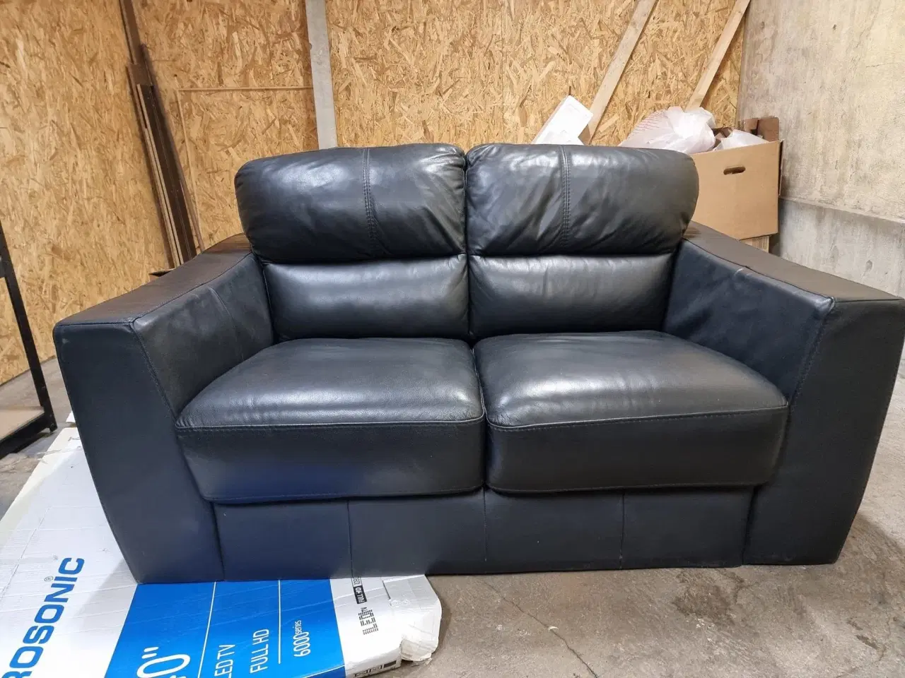 Billede 1 - Sort læder sofa