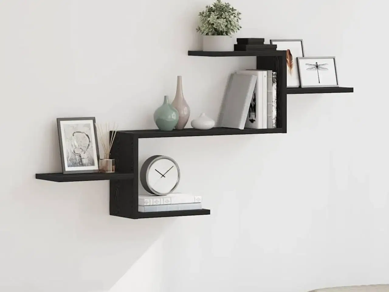 Billede 1 - Væghylde 104x15x49 cm konstrueret træ sort egetræsfarve