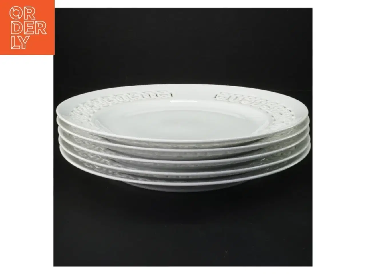 Billede 1 - Sæt med 5 hvide tallerkener (str. Ø. 27,5 cm)