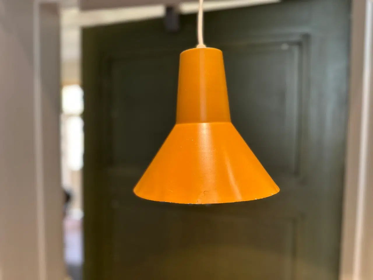 Billede 8 - Gul retro pendel / loftlampe med flot patina