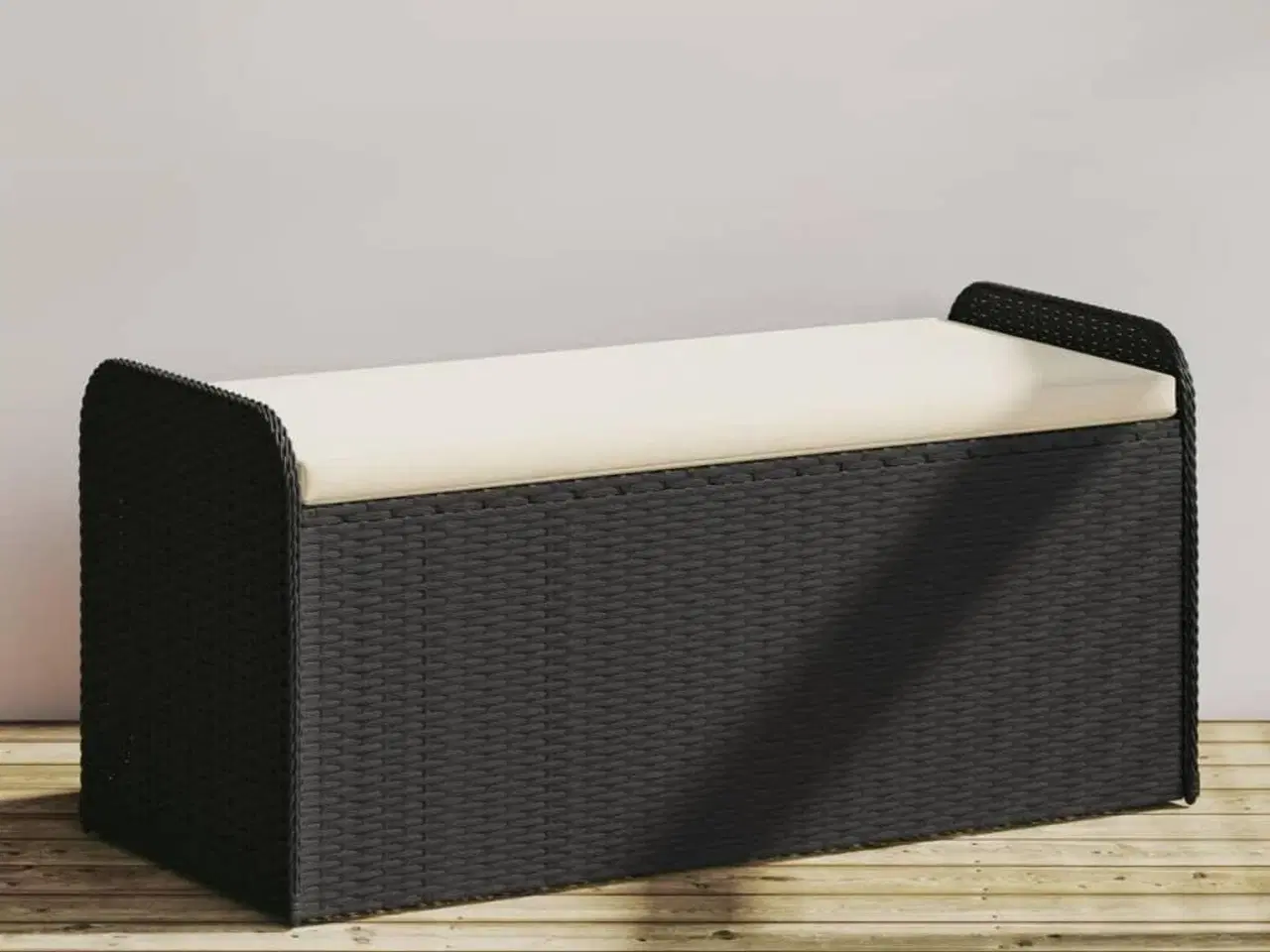 Billede 1 - Opbevaringsbænk med hynde 115x51x52 cm polyrattan sort