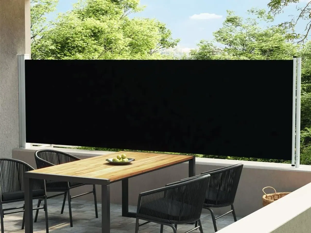 Billede 1 - Sammenrullelig sidemarkise til terrassen 140x600 cm sort