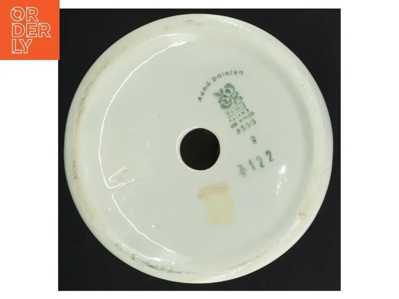 Billede 3 - Porcelænslysestage med blomstermotiv (str. 25,5 x 13 cm)