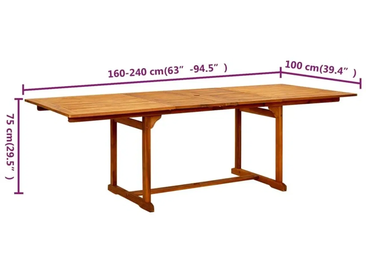 Billede 9 - Havebord (160-240)x100x75 cm massivt akacietræ