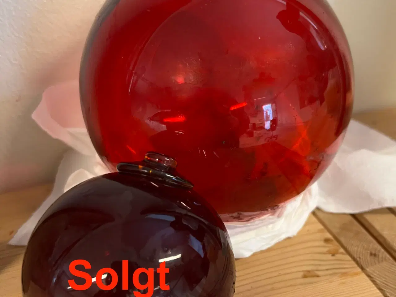 Billede 2 - Holmegaard Rød Glaskugle Fiskekugle Flyder