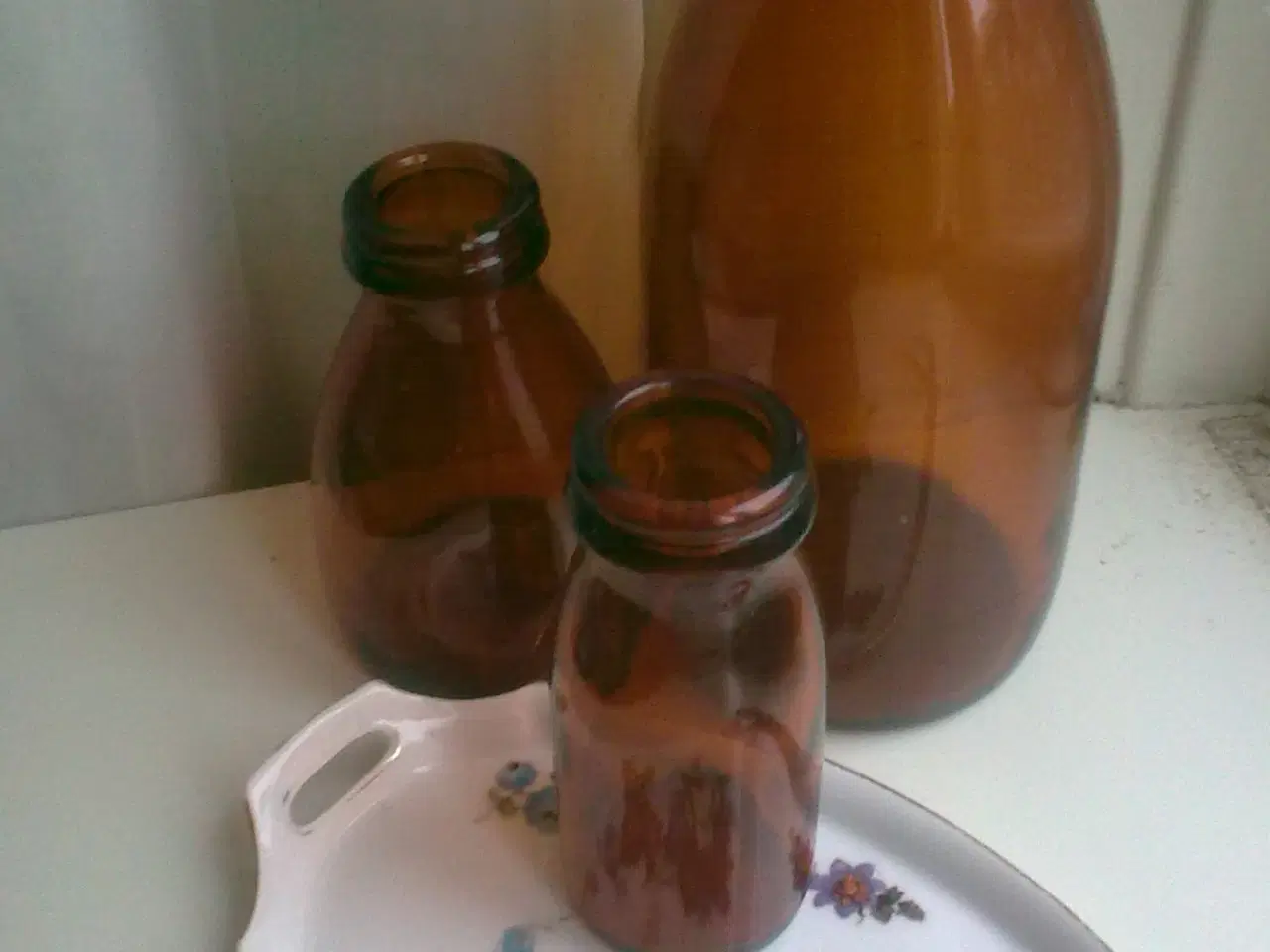 Billede 15 - Holmegaard rav brun glas flasker 3 x 1960r by mælk