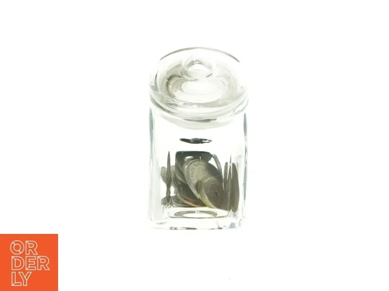 Billede 2 - Glasbeholder med mønter (str. 10 x 6 cm)