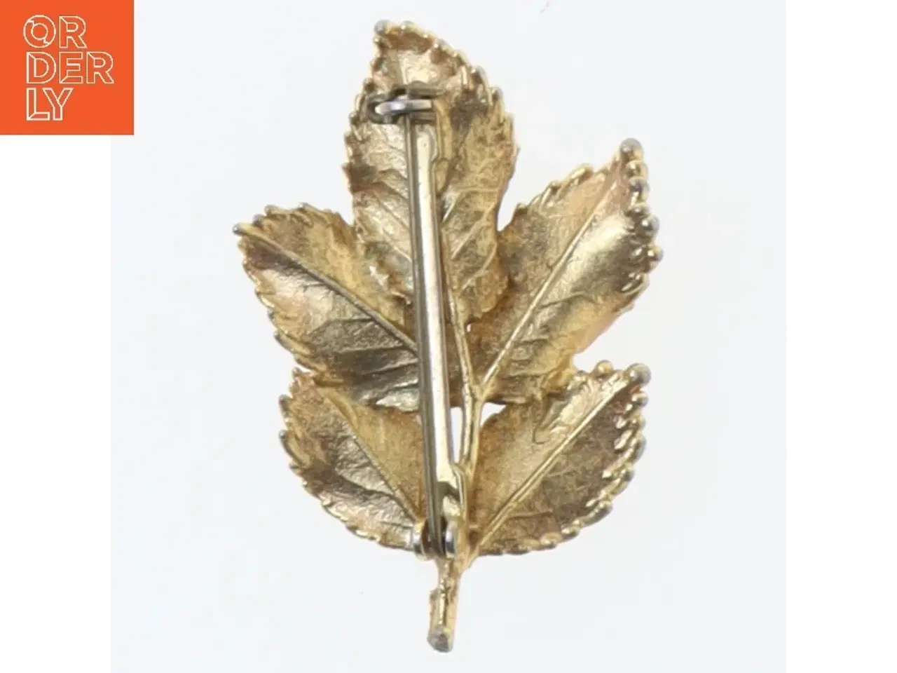 Billede 2 - Guld blad broche (str. 4,5 cm)