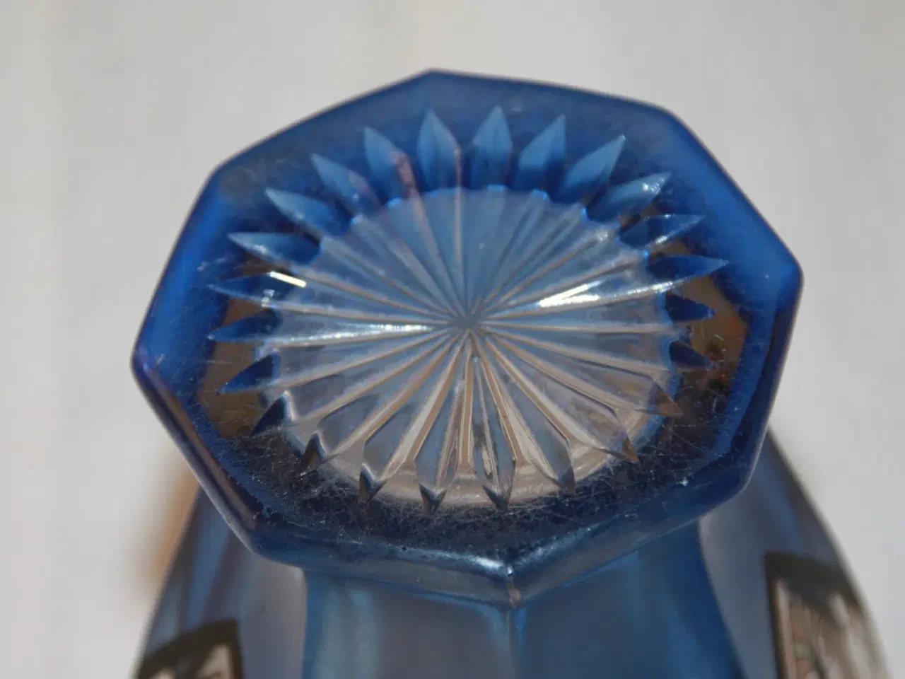Billede 5 - Gammel håndmælet glas vase H.: 17,5 cm