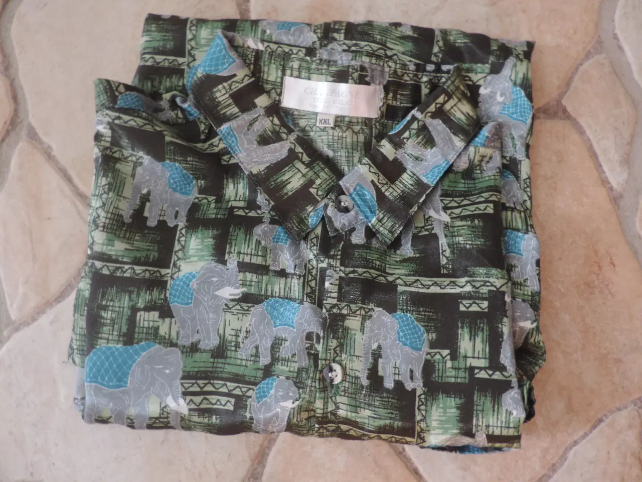 Billede 1 - Silke skjorte med elefanter