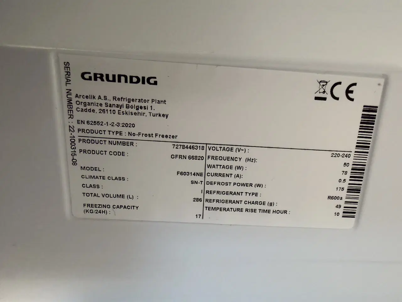 Billede 4 - Grundig fryseskab 286 L