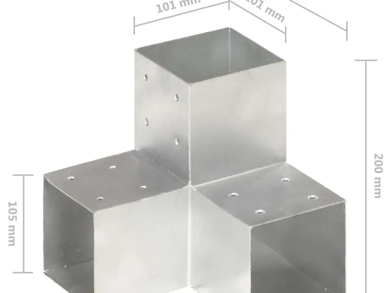 Billede 6 - Stolpebeslag Y-form 4 stk. 101x101 mm galvaniseret metal