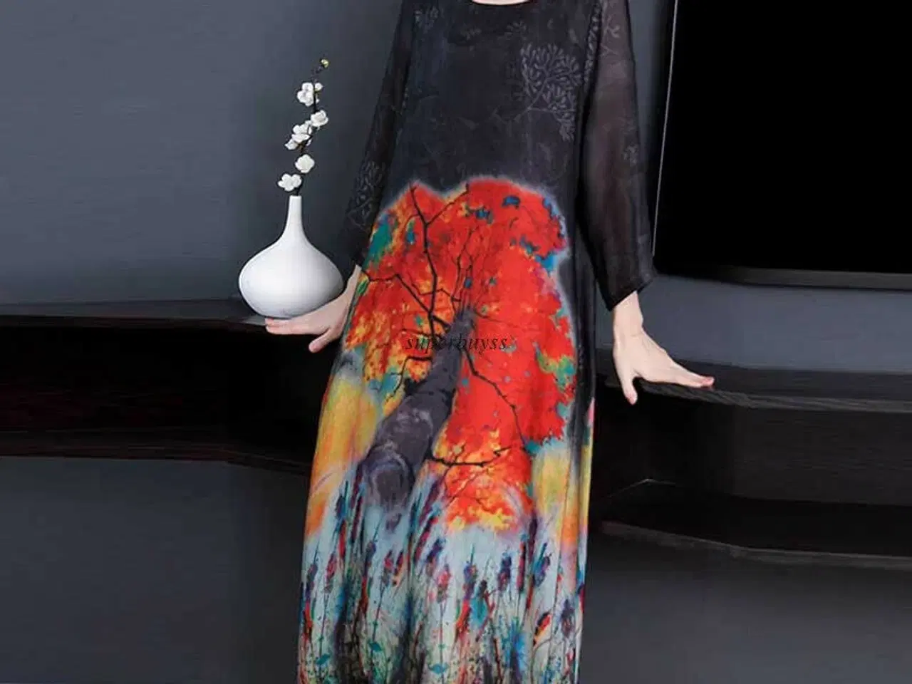Billede 1 - kaftkan syet style kjole i multi farver.Str:XL (42