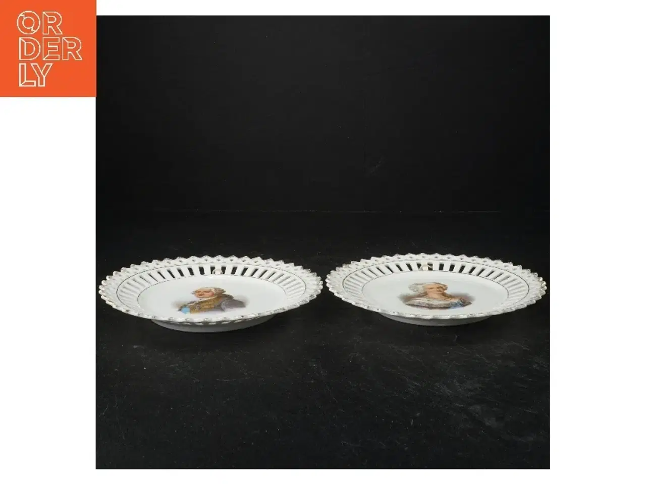 Billede 3 - Dekorative porcelænstallerkner med blonde kanter