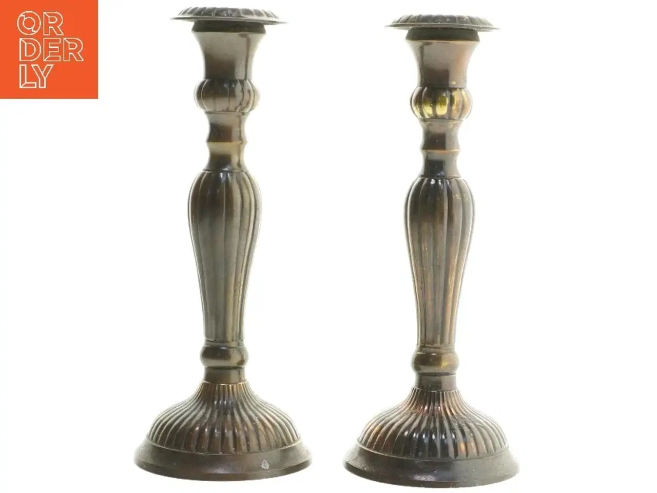 Billede 1 - 2 metal lysestager til kronelys (23 cm høje)