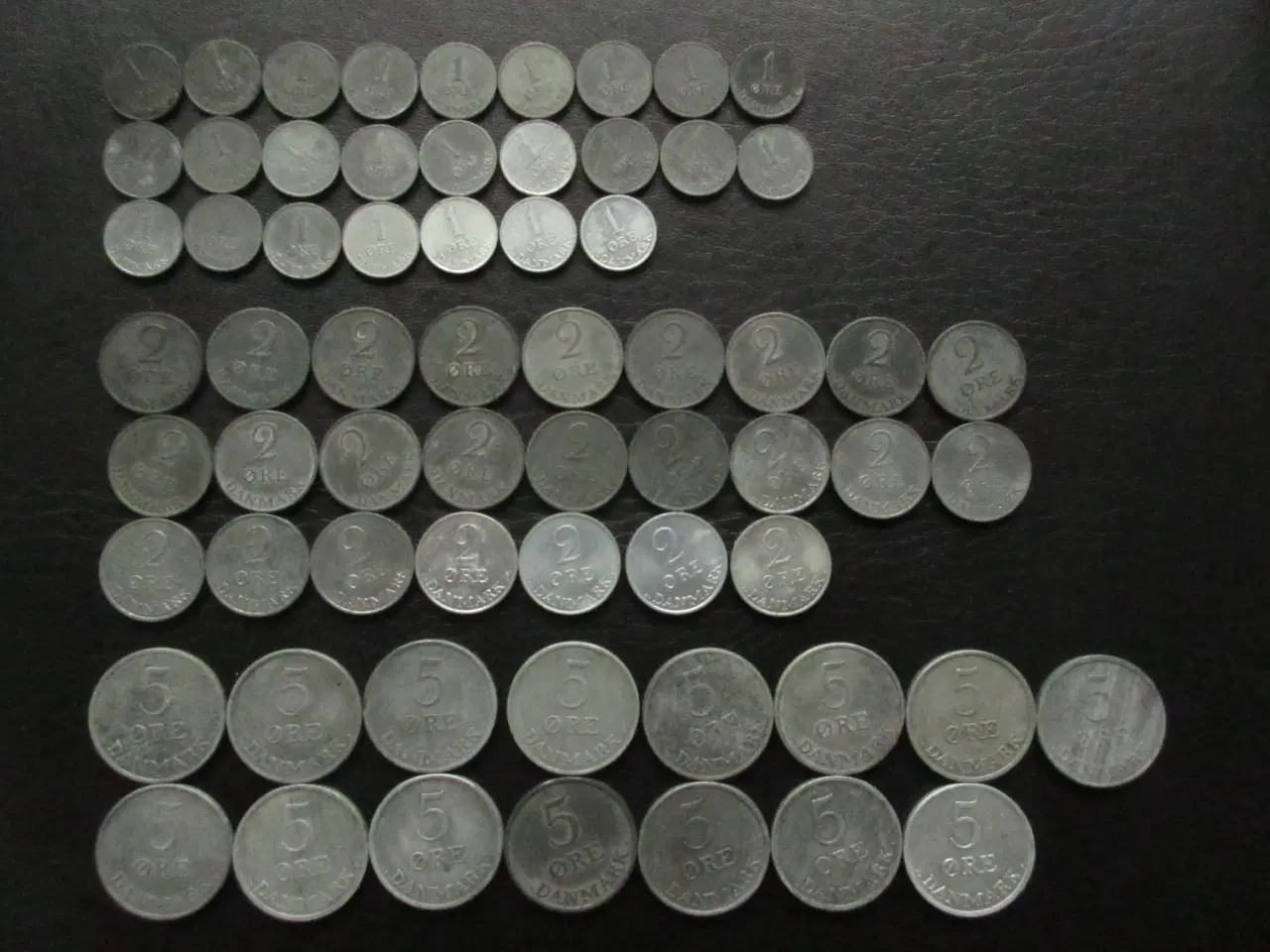 Billede 2 - 1, 2 og 5 øre Fr. IX zink+bronze 1948-1972 komplet