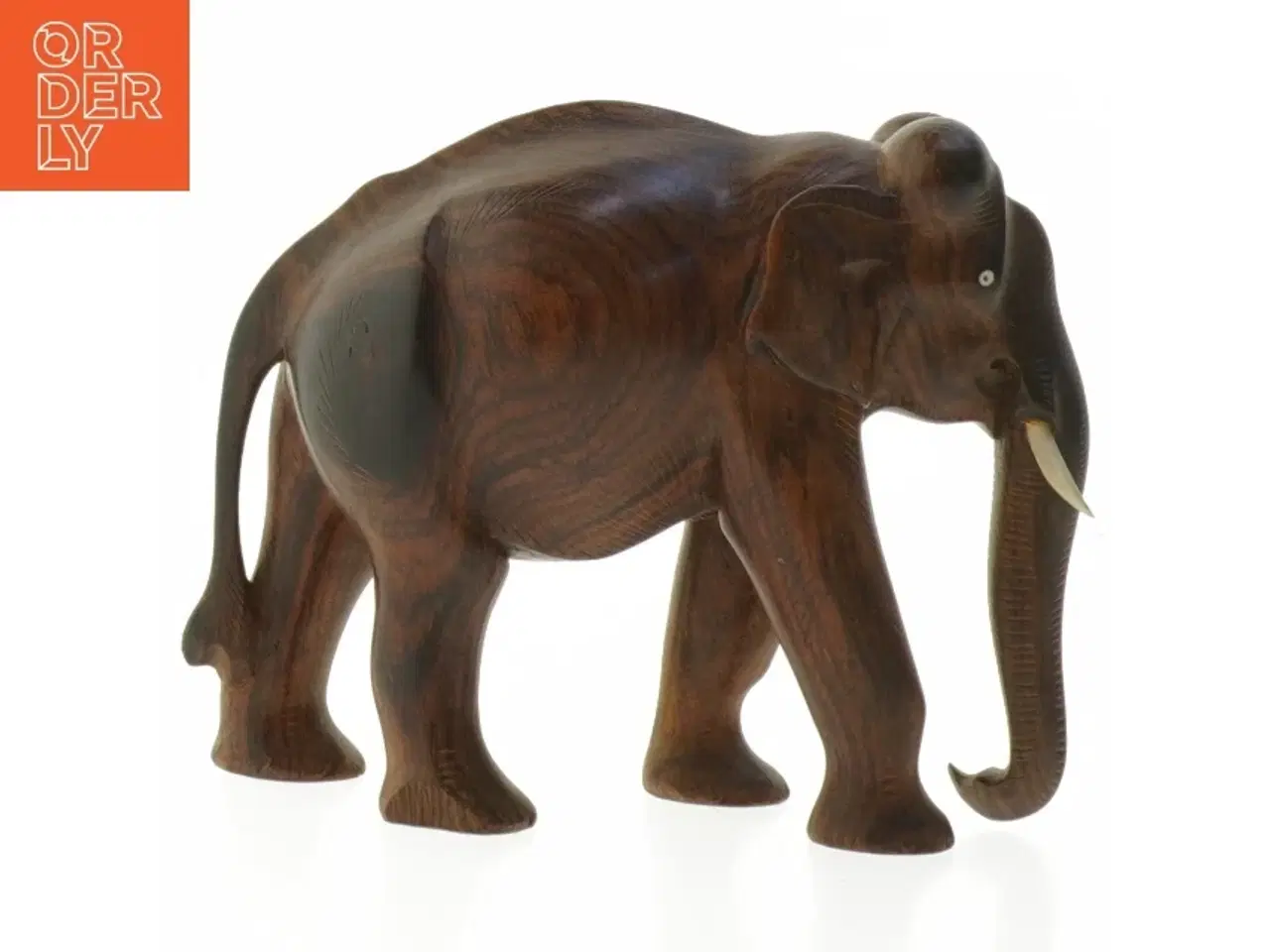 Billede 2 - Træfigur af elefant (str. 16,5 cm)