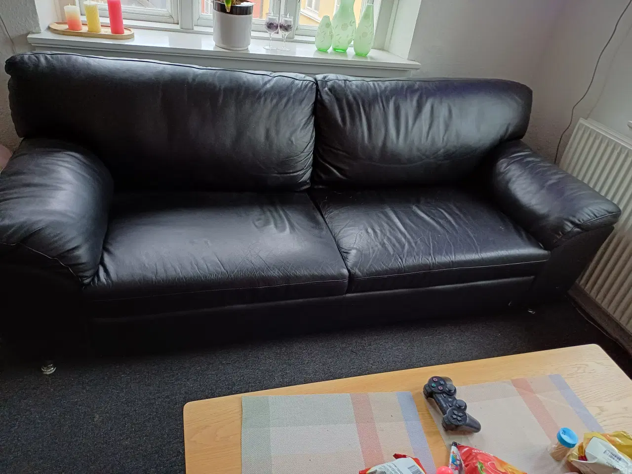 Billede 1 - 3 pers. Læder sofa