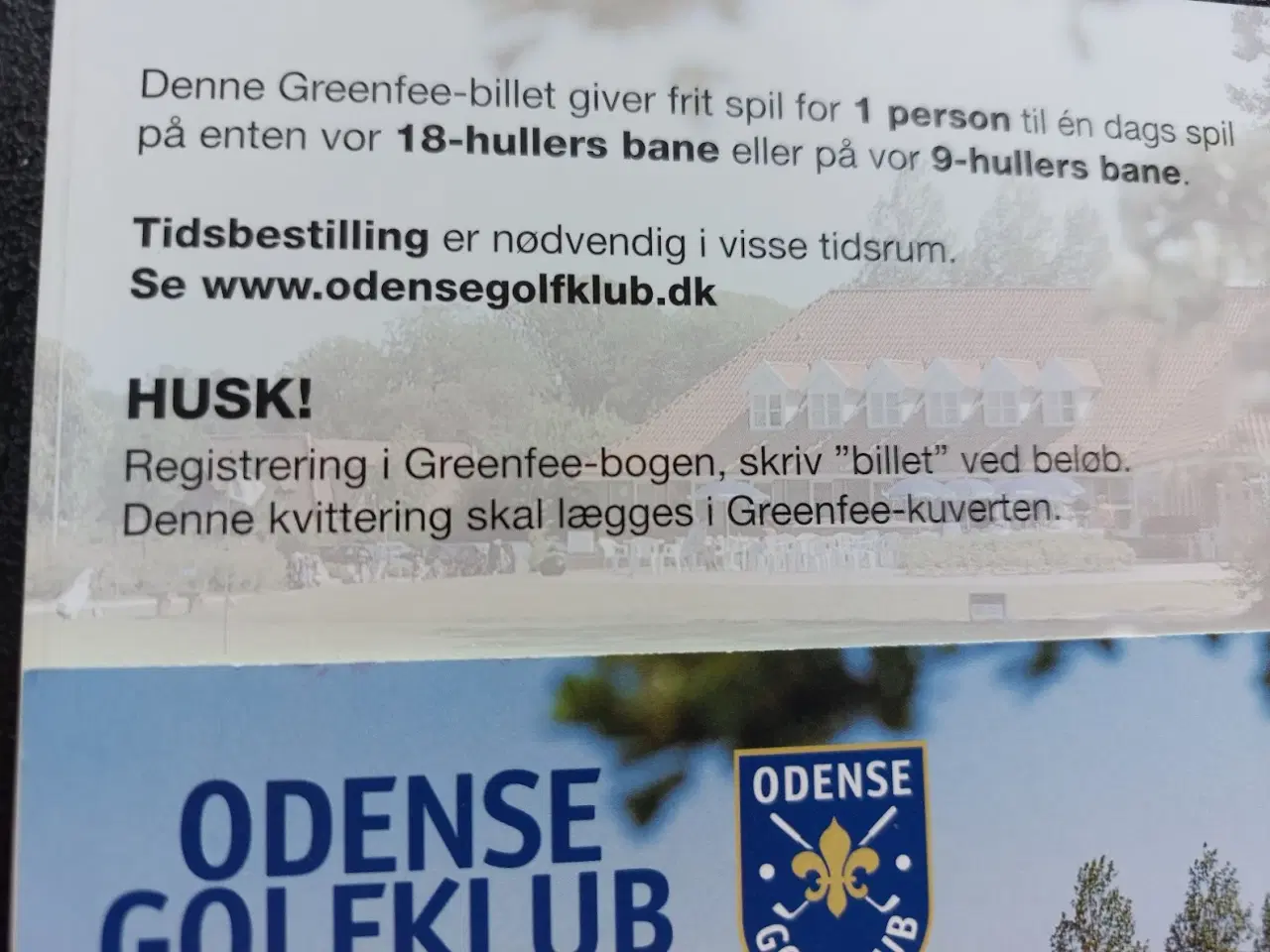 Billede 2 - Greenfee Billetter ODENSE GOLFKLUB ingen udløbsdat