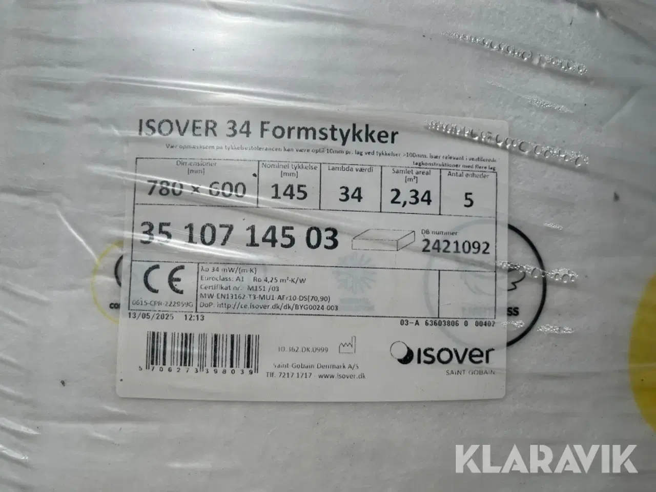 Billede 5 - Isolering Isover Formstykker lamda 34 28 pakker