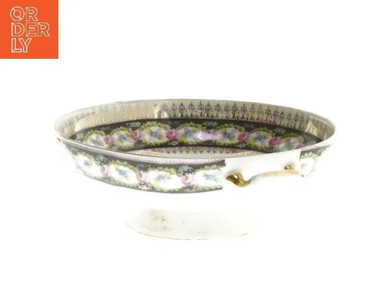 Billede 2 - Porcelænsfad med blomstermotiv (str. Ø 15 cm)