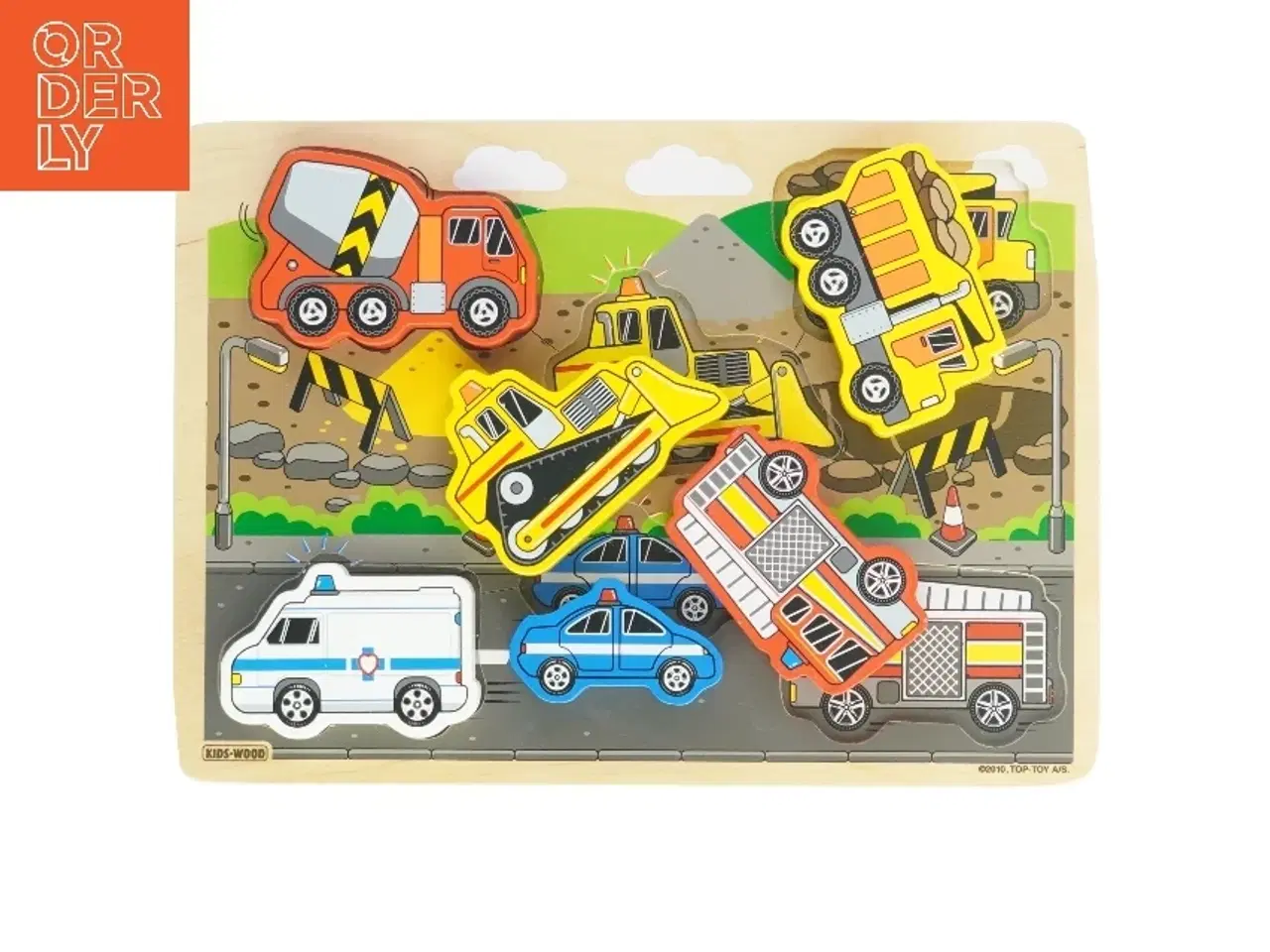 Billede 1 - Træpuslespil med køretøjer fra Kids-Wood (str. 39x21 cm)