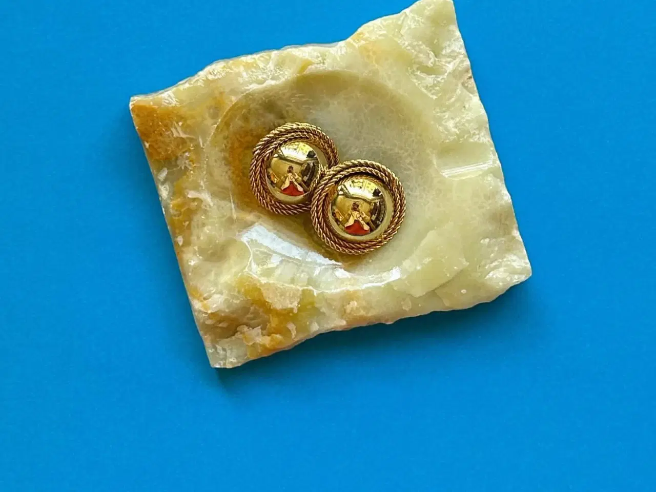 Billede 1 - Stenskål, gul/orange, firkantet