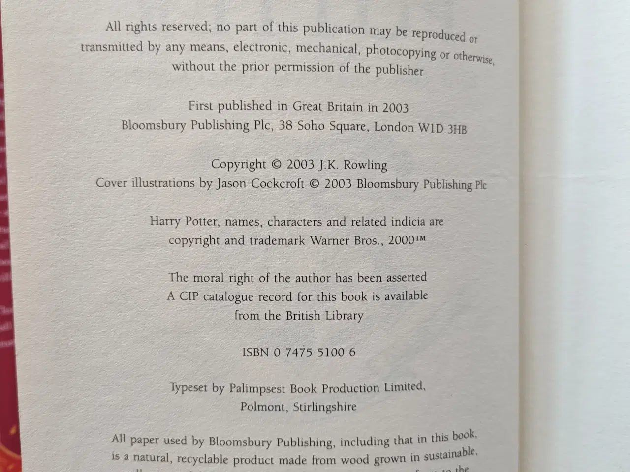 Billede 3 - Harry Potter and the Order of the Phoenix First Ed