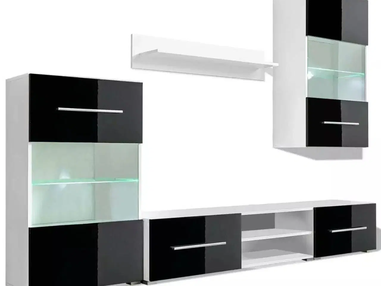 Billede 2 - TV-møbel i fem dele med LED-belysning sort