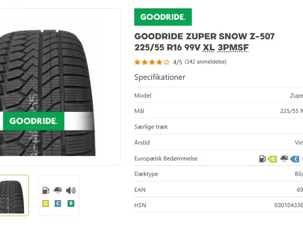 Billede 4 - Goodride 225/55R16 99V VINTERDÆK