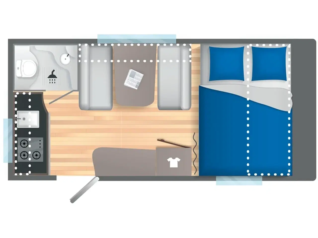 Billede 2 - 2024 - Caravelair ALBA 400 ARTIC   Lille, let rejsevogn med mover og meget udstyr - til elbilen eller den mindre bil