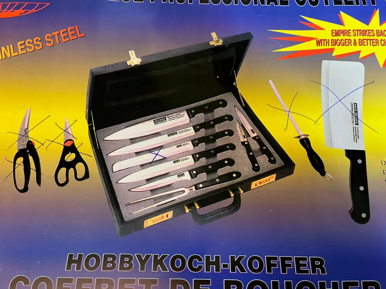 Billede 4 - Empire 7-delt knivsæt i kuffert rustfrit stål sort