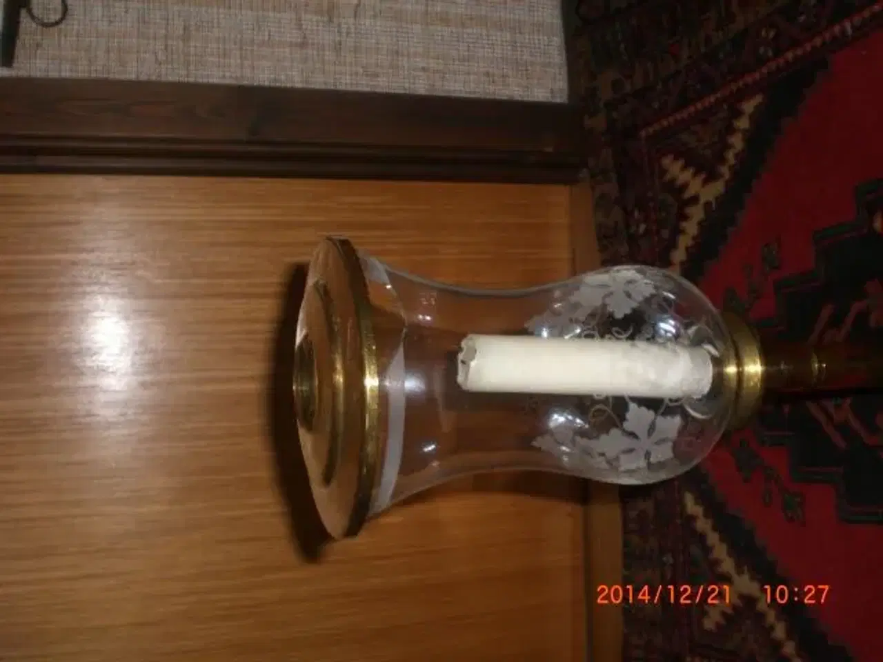 Billede 3 - Messing Lanterne med mønstret glas