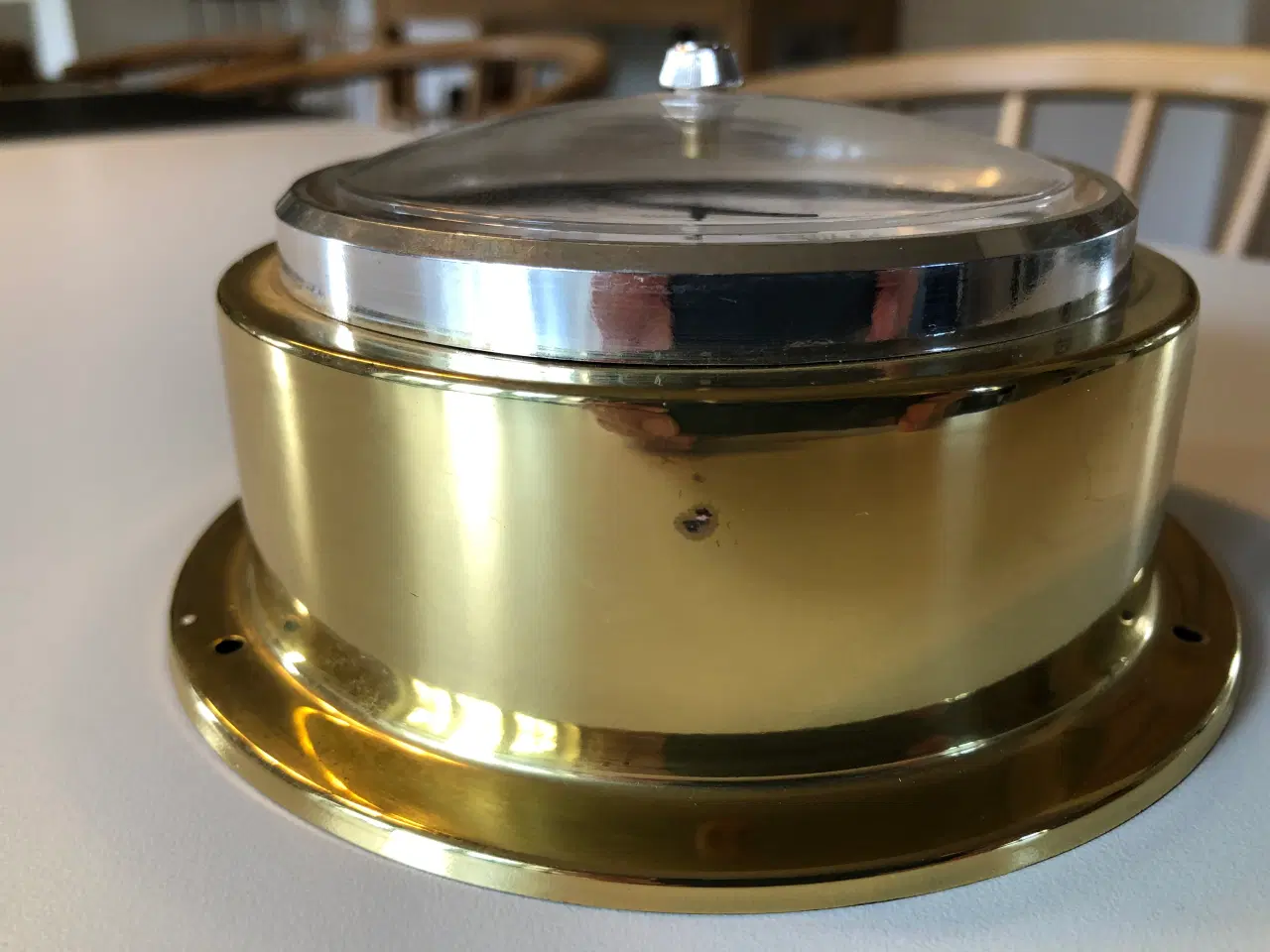 Billede 9 - Flot messing skibsur og barometer med patina